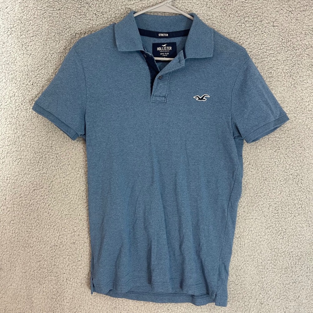 Hollister‎ Epic Flex Stretch Polo Blue Mens Size Small Short Sleeve Shirt